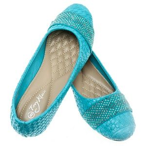 Women Studded Wedge Pumps, b-1400w, Turquoise